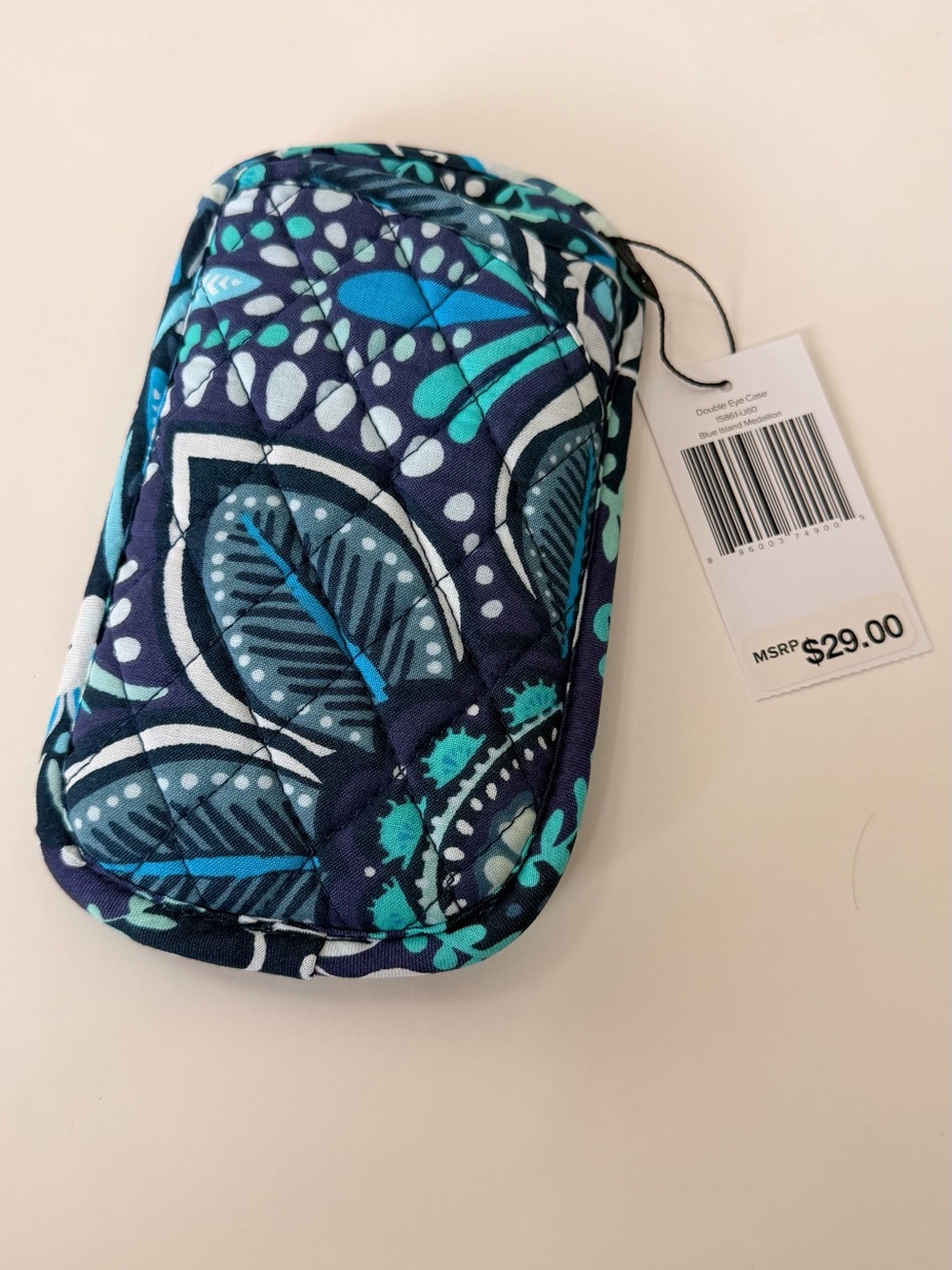 Vera Bradley Double Eye Case in Blue Island Medallion